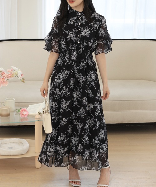 Lace Ladies（レースレディース） ワンピース 半袖 花柄 袖コンシャス