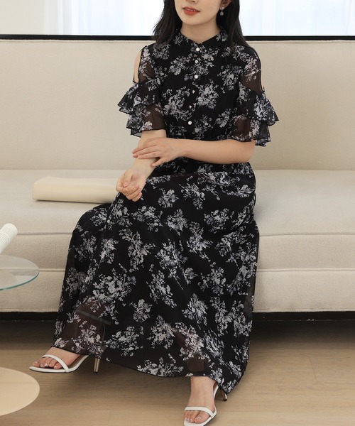 Lace Ladies(レースレディース) ワンピース 花柄 袖コンシャス Lace Ladies(レースレディース) ワンピース 花柄 袖コンシャス