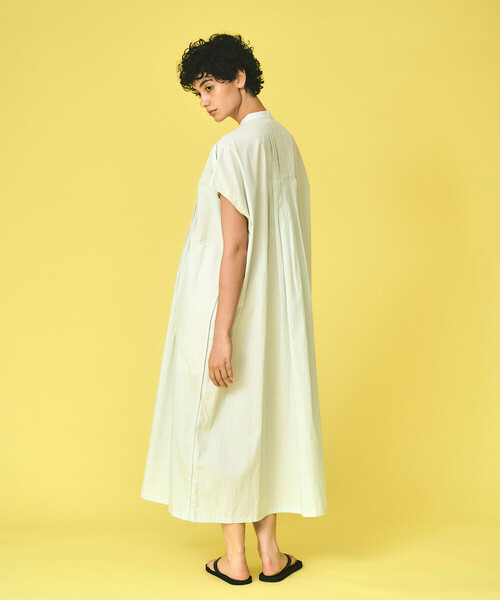 ワンピース SheenaM Vネックシアーヘムストライプワンピース onepiece RAW FUDGE