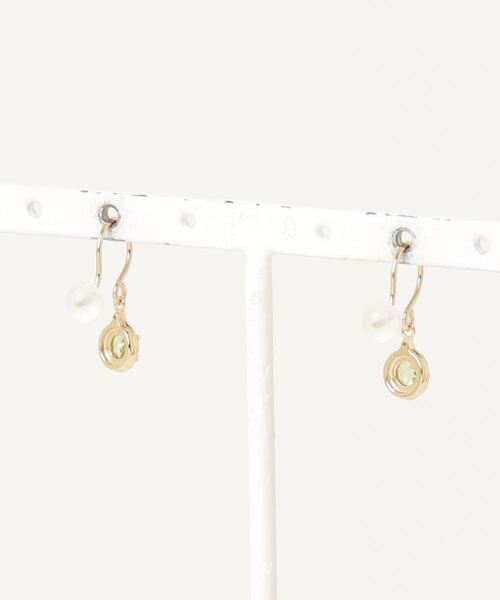 ピアス K18YG ペリドット ピンクトルマリン ピアス レディースの画像