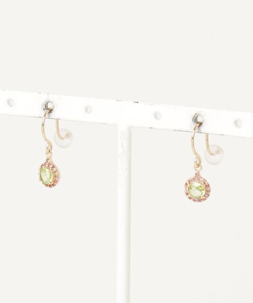 ピアス K18YG ペリドット ピンクトルマリン ピアス レディースの画像