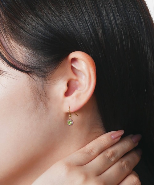 ピアス K18YG ペリドット ピンクトルマリン ピアス レディースの画像