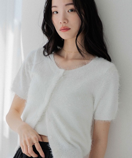 Heather（ヘザー） カーディガン 2WAYシャギーカーディガン（半袖