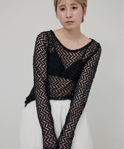 ブラウス シャツ Lace Jacquard Tops レディース