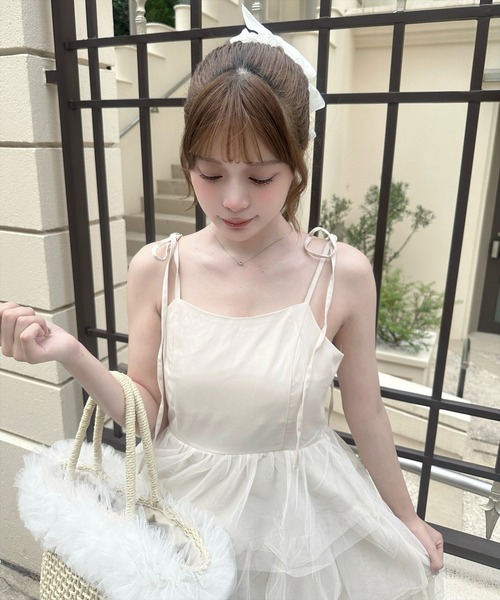 clear ワンピース 「低身長サイズ有」チュールティアードキャミ