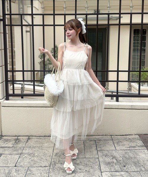 clear ワンピース 「低身長サイズ有」チュールティアードキャミ