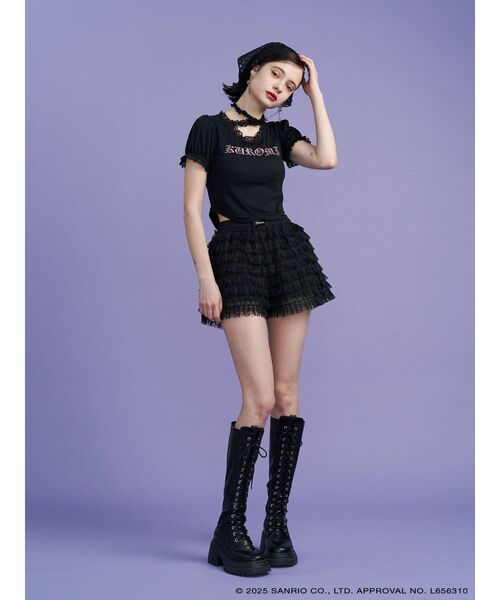 tシャツ 「メロクロコラボ」KUROMIフリルチョーカーリボントップス レディース jouetie tシャツ 「メロクロコラボ」KUROMIフリルチョーカー