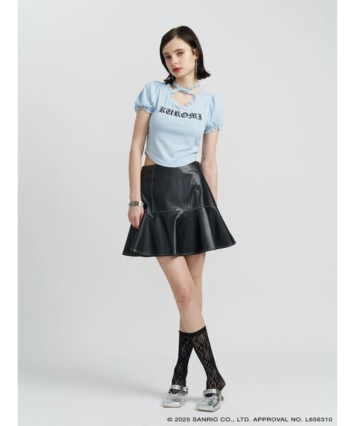 tシャツ 「メロクロコラボ」KUROMIフリルチョーカーリボントップス レディース jouetie tシャツ 「メロクロコラボ」KUROMIフリルチョーカー