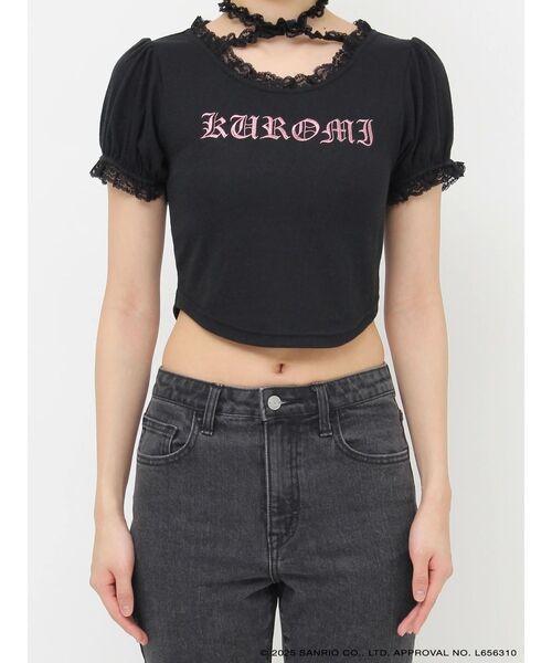 tシャツ 「メロクロコラボ」KUROMIフリルチョーカーリボントップス レディース jouetie tシャツ 「メロクロコラボ」KUROMIフリルチョーカー