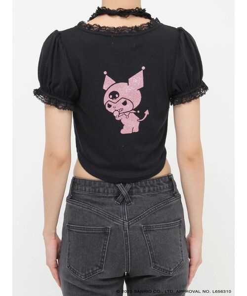 tシャツ 「メロクロコラボ」KUROMIフリルチョーカーリボントップス レディース jouetie tシャツ 「メロクロコラボ」KUROMIフリルチョーカー