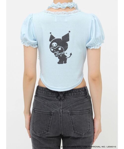tシャツ 「メロクロコラボ」KUROMIフリルチョーカーリボントップス レディース jouetie tシャツ 「メロクロコラボ」KUROMIフリルチョーカー