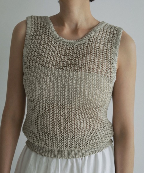 anuke タンクトップ ノースリーブ Paperyarn Knit Tanktop