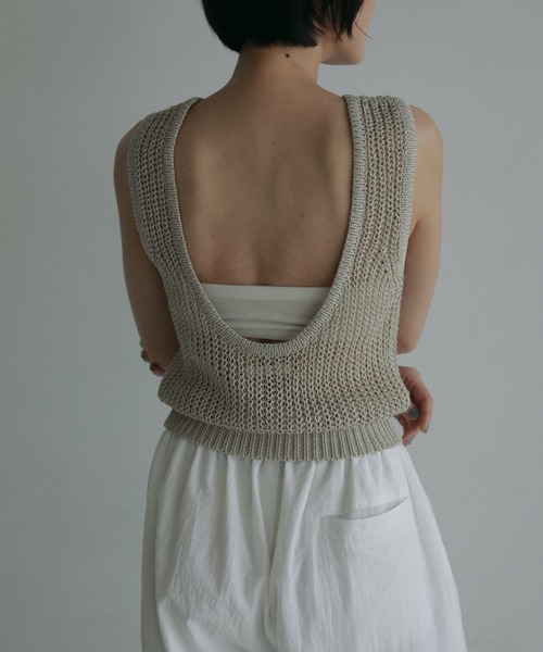 anuke タンクトップ ノースリーブ Paperyarn Knit Tanktop