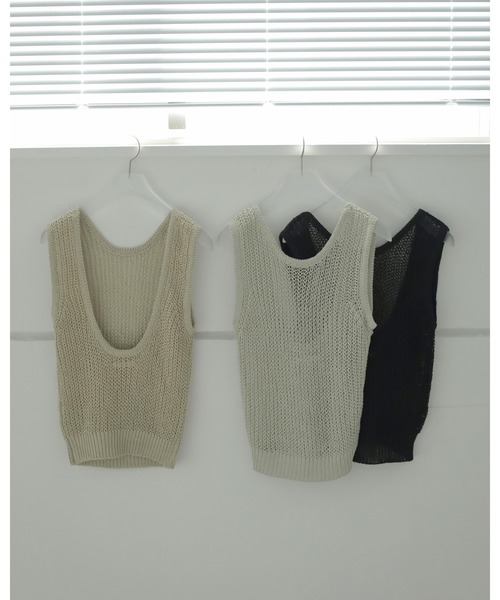 anuke タンクトップ ノースリーブ Paperyarn Knit Tanktop