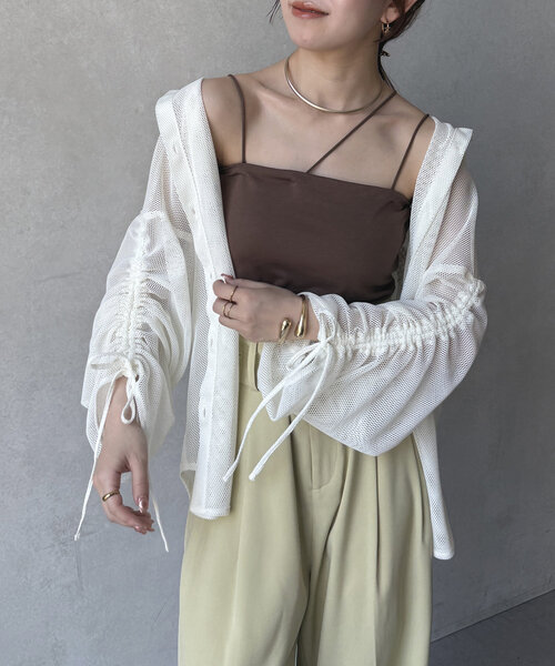 ブラウス シャツ 袖シャーリングシアーローンブラウス レディース 袖シャーリングシアーローンブラウス（シャツ・ブラウス