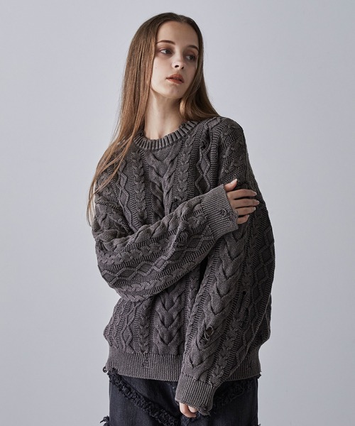 「CLEL」 長(zhǎng)袖ニット X-SMALL チャコールアッシュ メンズ