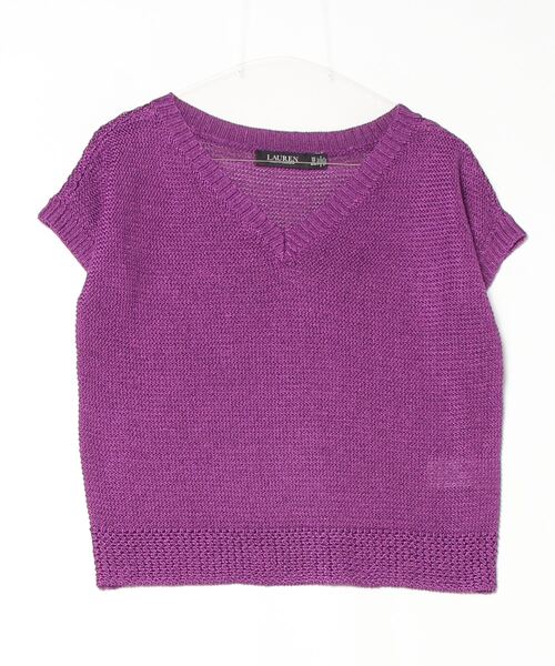 LAUREN RALPH LAUREN / ローレン ラルフ ローレン リネンブレンド ショートスリーブ Vネック セーター リネンブレンド ショートスリーブ Vネック セーター | ラルフ