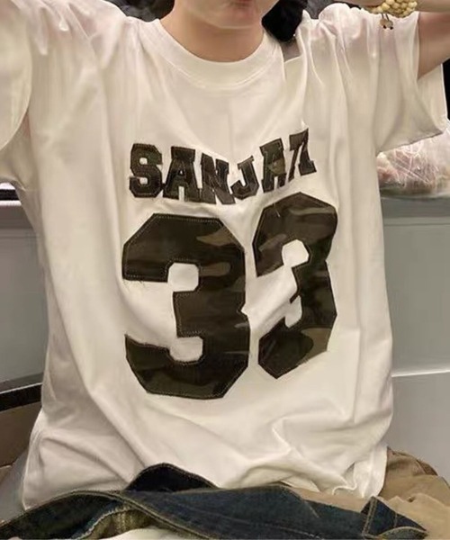 tシャツ 迷彩ロゴパッチワークビッグTシャツ レディース
