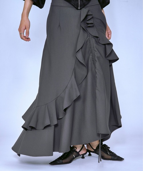 Ezick スカート Asymmetry Waltz ドロストフレアスカート : ZOZOTOWN