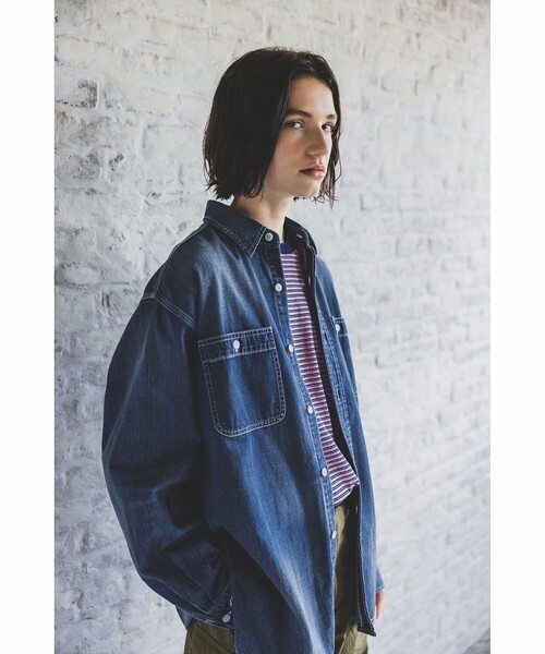 BEAMS+（ビームスプラス） シャツ 8オンス デニム ワークシャツ メンズ