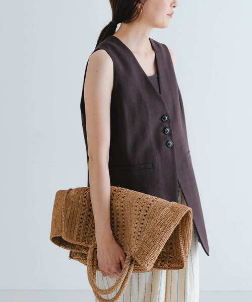 URBAN RESEARCH ベスト ジレ コットンリネンノーカラージレ