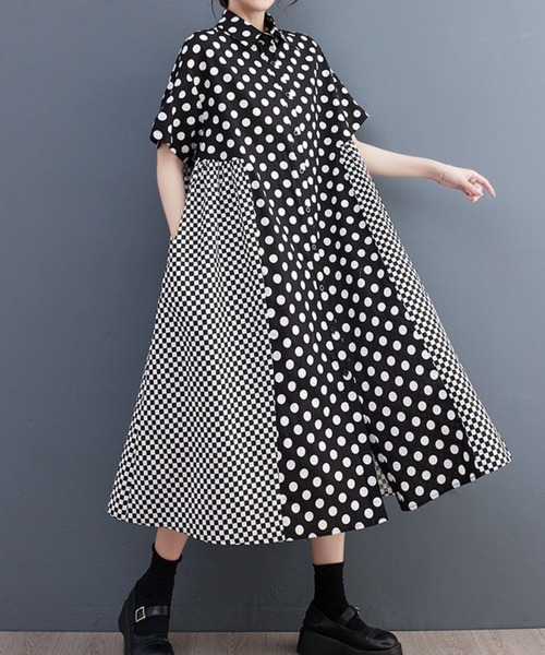 OMEKASI 水玉ワンピース フリーサイズ 美品 somewear clothing｜2way フレンチ水玉ワンピース