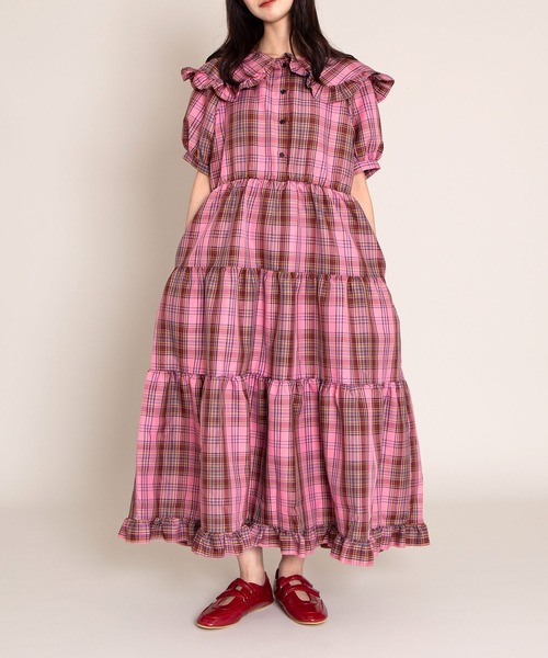 PUNYUS（プニュズ） ワンピース パフスリーブティアードチェック