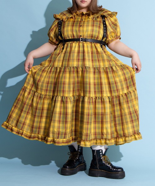 PUNYUS（プニュズ） ワンピース パフスリーブティアードチェック