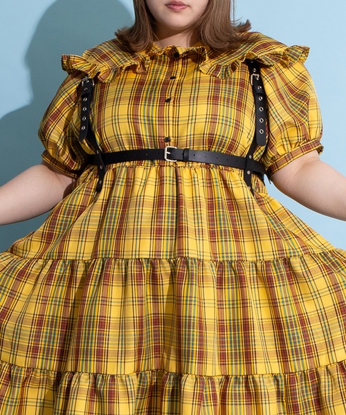 PUNYUS（プニュズ） ワンピース パフスリーブティアードチェック