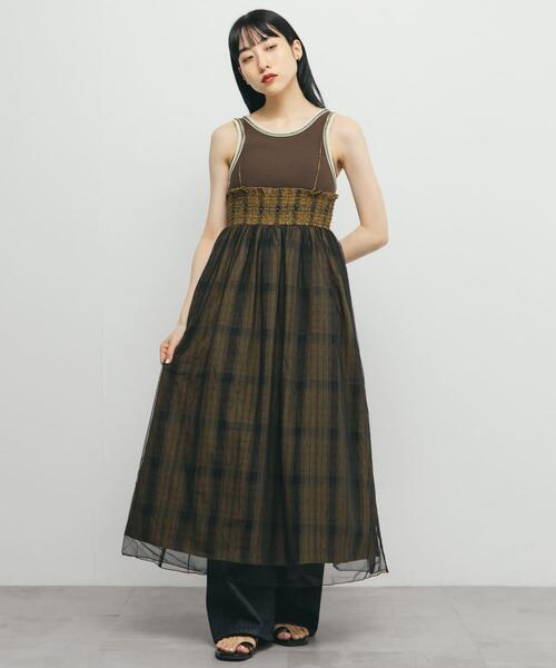 今期新品　KBF♡ チュールレイヤードチェックスカート KBF（ケービーエフ） スカート チュールレイヤードチェックスカート