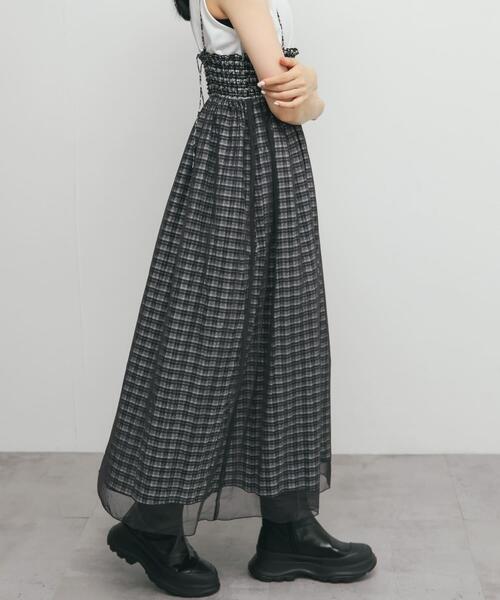 KBF（ケービーエフ） スカート チュールレイヤードチェックスカート