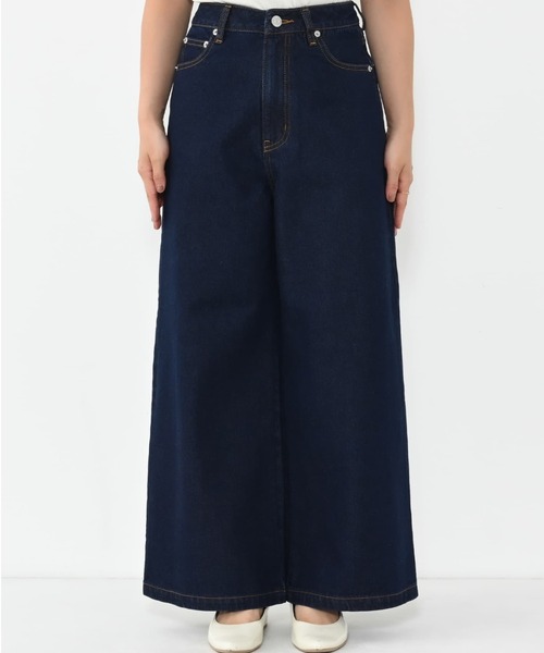 COHINADENIM フレア ワイド デニム ダークブルー　コヒナ　XS KUROKI DENIM セミワイドストレート-short & regular | 小柄・低