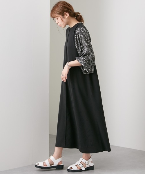 「nissen」 長袖ワンピース M ネイビー レディース_画像2