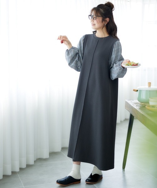 「nissen」 長袖ワンピース M ネイビー レディース_画像5