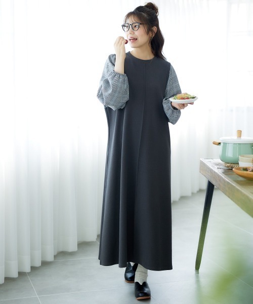 「nissen」 長袖ワンピース M ネイビー レディース_画像6