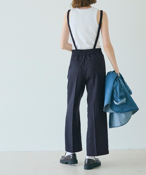 coca（コカ） サロペット オーバーオール ヘリンボーンストライプ2way