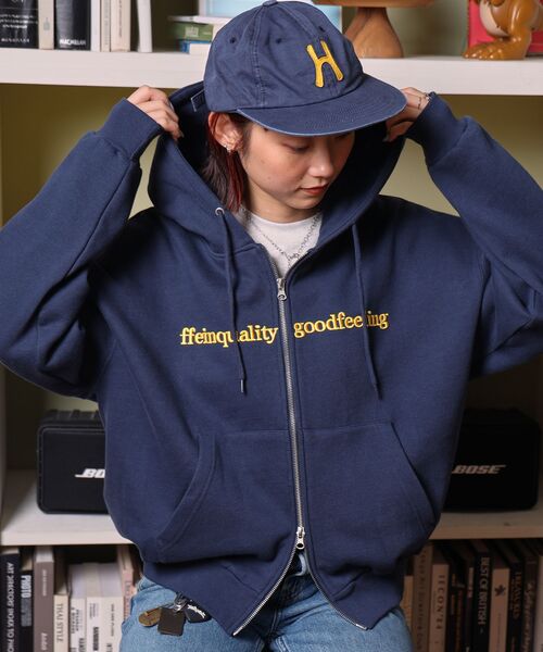 パーカー 「FFEIN（フェイン）」ヘビーウエイトセンターロゴ刺繍ジップパーカー / パーカー 裏起毛 ジップ 刺繍 ロゴ フーディ ダブルジップ メ | ffein | 04