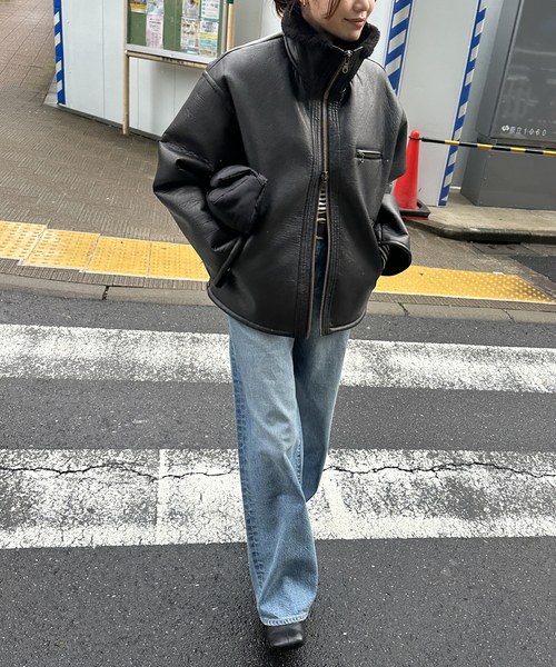 JOURNAL STANDARD　フェイクレザーボアブルゾンB3 美品 WEB限定追加予約》フェイクレザーボアブルゾン（レザー