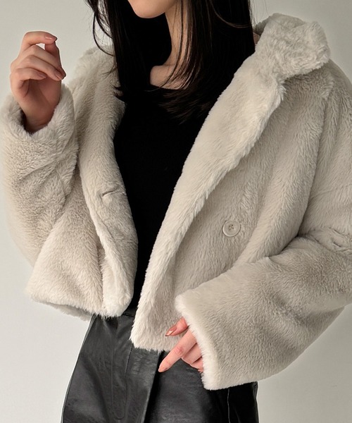 JUNOAH（ジュノア） コート アウター 2wayカラーショート中綿フェイク