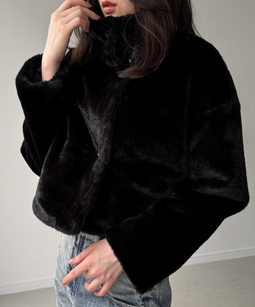 JUNOAH（ジュノア） コート アウター 2wayカラーショート中綿フェイク