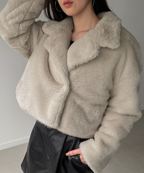 JUNOAH（ジュノア） コート アウター 2wayカラーショート中綿フェイク