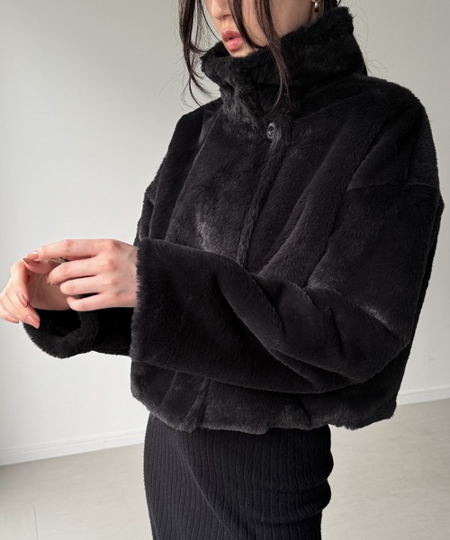 JUNOAH（ジュノア） コート アウター 2wayカラーショート中綿フェイク