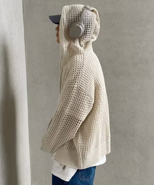 パーカー メッシュフードZIPカーディガン レディース : ZOZOTOWN