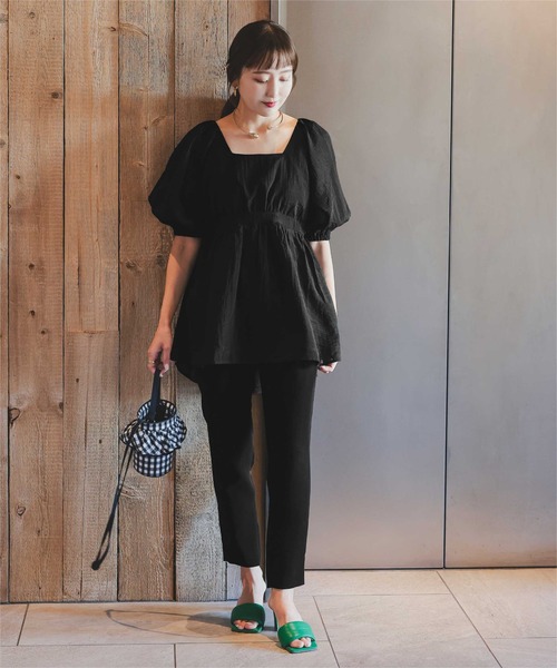 「titivate」 半袖ブラウス M ブラック レディース_画像6