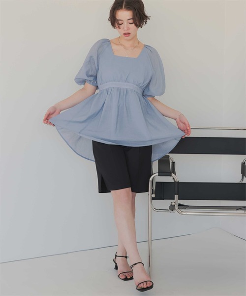 「titivate」 半袖ブラウス M ブラック レディース_画像9