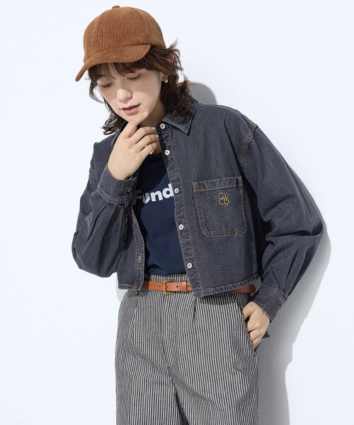 美品】ヨーガンレール コットン ブラウス ババグリーンストライプ