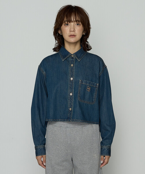 COMME CA Wardrobe ブラウス シャツ 7.5ozデニム クロップドシャツ