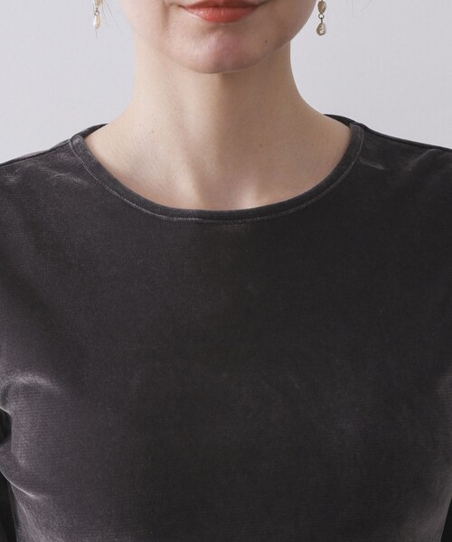 新品タグ付き【YENN】フロッキーチュールプルオーバー　チャコール OPAQUE.CLIP（オペークドットクリップ） tシャツ フロッキーチュール