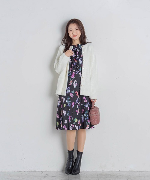 「QUEENS COURT」 ニットカーディガン M オフホワイト レディース_画像3