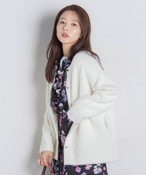 「QUEENS COURT」 ニットカーディガン M オフホワイト レディース_画像5